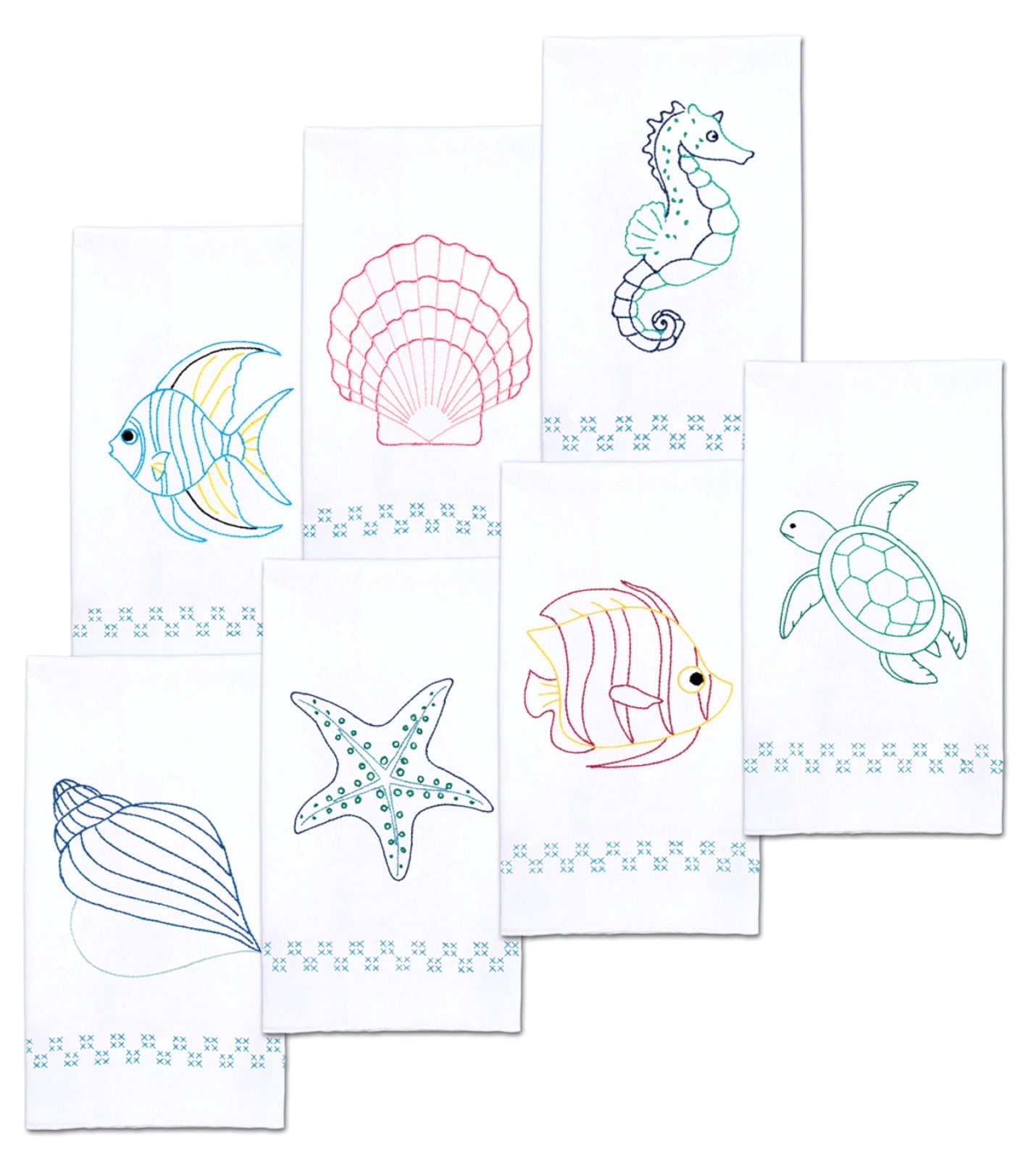 Jack Dempsey Stamped Decorative Hand Towels 17"X28" 7/Pkg-Beach