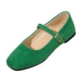 thumbnail image 2 of Ballet Flats for Women Slip On Square Toe Formal Wedding Flats Shoes with Low Arch Fashion Soft Sole Loafers Canvas Retro Shoes Green 42, 2 of 8