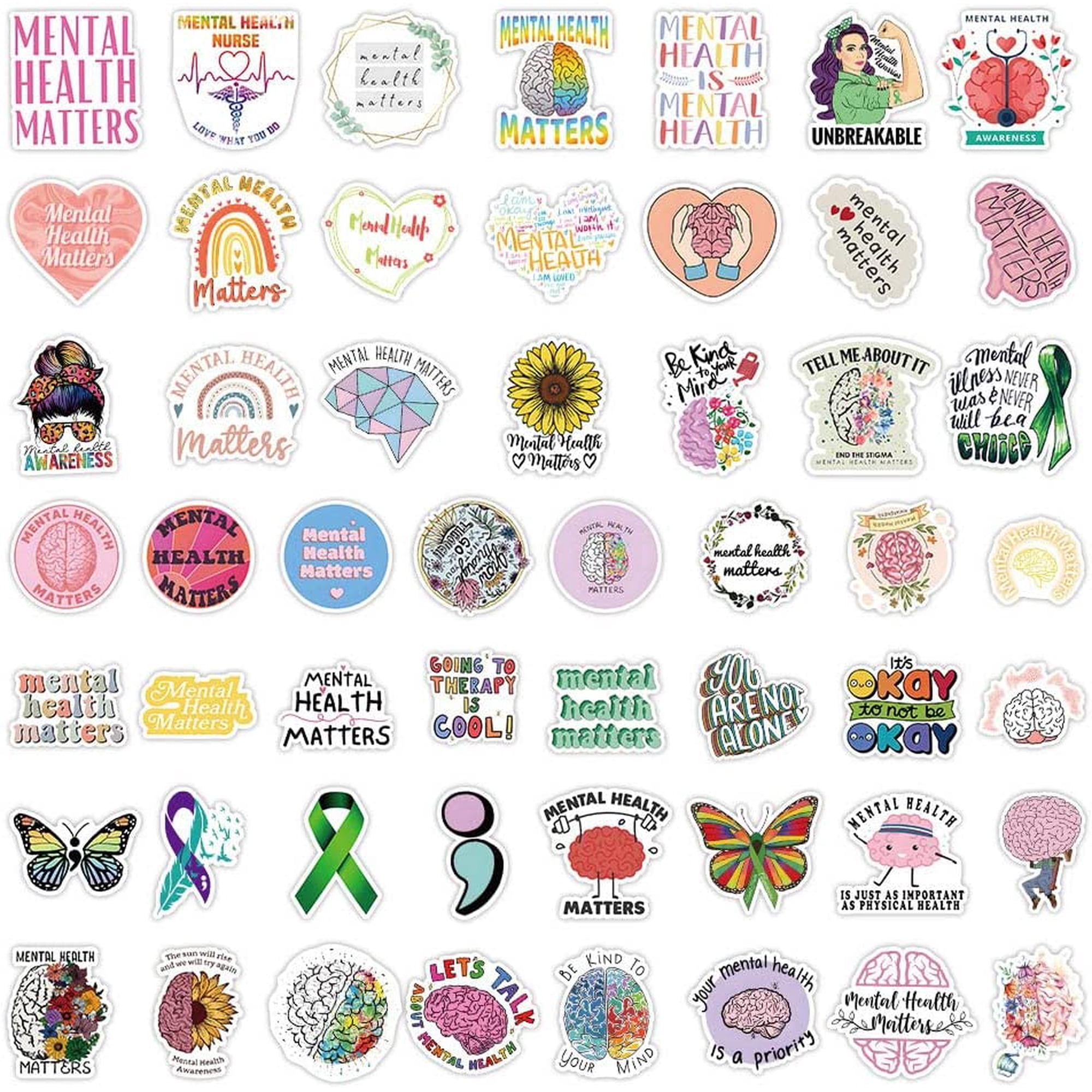 Waterproof Inspirational Stickers 24 Pcs Mental Health Awareness ...
