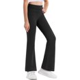 thumbnail image 7 of LIJCC Teen Girls High Waisted Yoga Flared Pants Thin Sports Tights Workout Leggings Kids Solid Color Bell-Bottom Trousers(Black,14-16 Years), 7 of 7