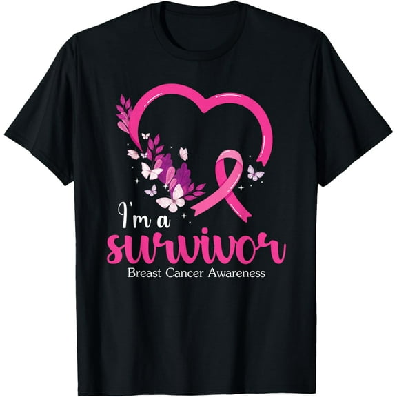 t-shirt I'm A Survivor Breast Cancer Awareness Women T-ShirtMen and women can wear, black T-shirts, gifts. Age: M,L,XL 2XL, 3XL, 4XL