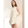 thumbnail image 4 of Vestido De Mezclilla Tipo Túnica De Cambray Sin Mangas Con Botones Y Bolsillo Para Mujer Albaricoque XL, 4 of 6