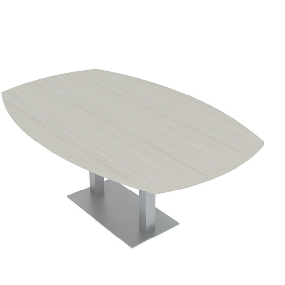 6 Person Arc Boat Conference Table Square Metal Base Electrical Unit