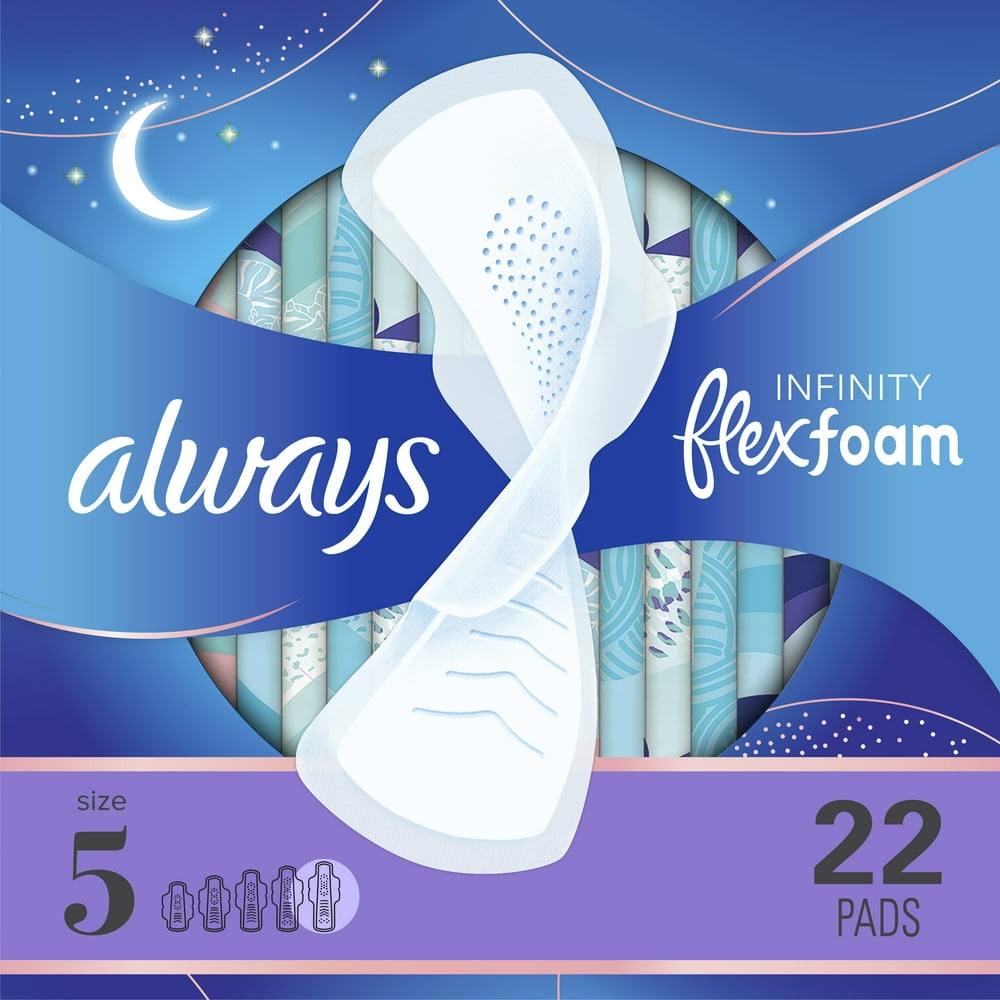 Always Infinity Overnight Pads, Winged, Unscented, Size 5, 22 ct