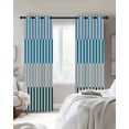 thumbnail image 3 of Colorful Stripe Blackout Curtains 72 Inches Long for Bedroom, Modern Teal Blue Green Vertical Striped Thermal Insulated Room Darkening Black Out Window Curtain Panels Grommet Drapes for Living Room, 3 of 8