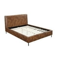 thumbnail image 3 of Faux Leather Upholstered Full Bed with Metal Legs, Brown- Saltoro Sherpi, 3 of 5