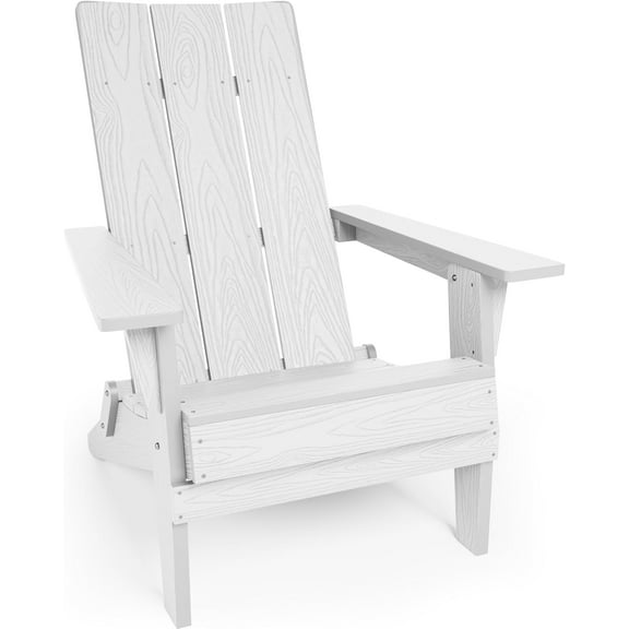YEFU Adirondack Chairs Oversize Folding :400lb Weight Capacity - Plastic Adirondack Chairs - High Back Modern Like Wooden - All-Weather Use for Outdoor/Patio/Fire Pit/Garden/Camping - (White)