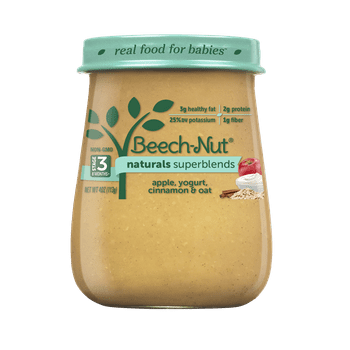 Beech-Nut Naturals Superblends Stage 3, Apple Yogurt Cinnamon & Oat Baby Food, 4 oz Jar