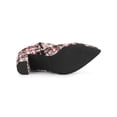 thumbnail image 5 of BLISSFUL STEP Women Plaid Point Toe Side Zip Block Heels Ankle Boots Red Black 8, 5 of 8