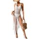 thumbnail image 1 of Vestido de playa con flecos de ganchillo para mujer, sin espalda, sin mangas, halter, para cubrir la playa Blanco M Blanco M Xishao ropa, 1 of 2