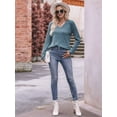 thumbnail image 6 of Long Sleeve Shirts for Women V Neck Casual Fall Tops Loose Fit Sweaters Tunic Fashion 2025 Clothes Gray Blue XXL, 6 of 7