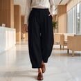 thumbnail image 2 of TaTaai Womens Solid Elastic Waist Pants with Pockets Loose Casual Trousers Bottoms for Daily Home, 2 of 6