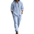 thumbnail image 6 of Babcutegg Mens Outfit Set Button Front Long Sleeve Hoodie and Pants Lightweight Casual Clothing 2-Piece Light Blue Size S, 6 of 7
