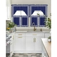 thumbnail image 5 of Navy Blue Geometric Kitchen Curtains Sets 36 Inch Length with Valance, White Greek Key Farmhouse Swag Valances and Tiers Curtain Set Drapes Swag Curtains for Living Room, Bathroom, Bedroom, Cafe, 5 of 6