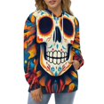 thumbnail image 4 of Mexico Flower Skulls Day Of The Dead Men's Women Vintage 3D Hooded Sweatshirt - All-Season Loose Fit Streetwear, 4 of 6