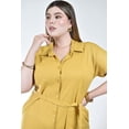 thumbnail image 4 of Vestido camisero de lino Roman Fashion /Tallas Extras 2107 (Mostaza) ocre 36, 4 of 6