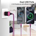 thumbnail image 4 of USB Wall Charger, 3 Pack HOOTEK Type C Block with 10FT USB C Charging Cable USB Cables, 2.1A Dual Port Android Charger Block USB Brick Charger Box Fast Charging Block Phone Charger for Samsung, Pink, 4 of 7