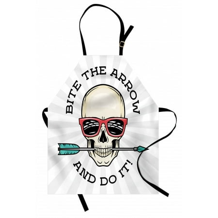 

Skull Apron Hipster Skull with Punk Sunglasses and Arrow in Mouth Dead Vibes in Retro Graphic Unisex Kitchen Bib Apron with Adjustable Neck for Cooking Baking Gardening Multicolor by Ambesonne