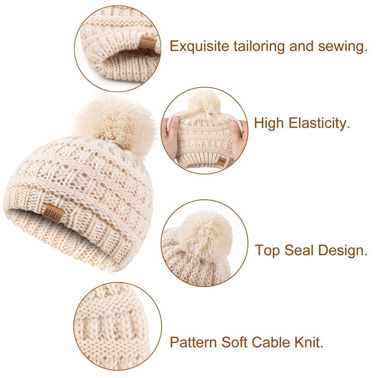 REDESS Baby Winter Pom Pom Beanie Hats 3-Pack photo 4