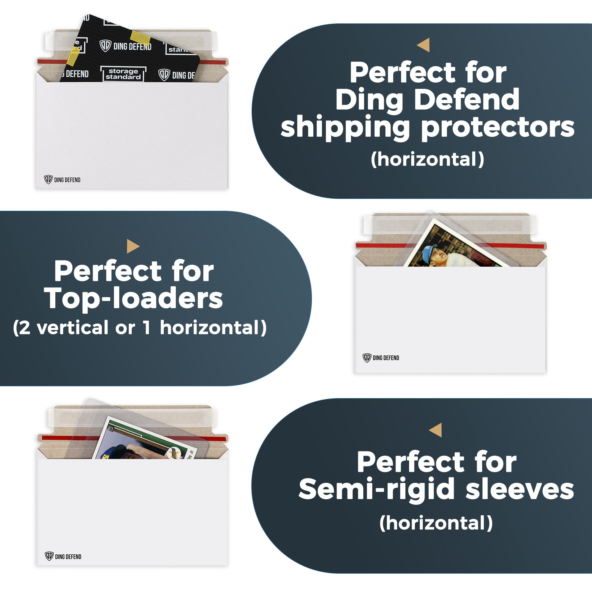 Storage Standard Card Shipping Envelopes, White - 510 Pack - 7 x 4.35 Inches Self-Adhesive Trading Cards, Perfect Fit for Semi-Rigid Sleeves, Top Loaders & Ding Defend Protectors