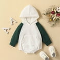 thumbnail image 2 of Zanarzt Baby Rompers Girl Long Sleeve Baby Boy Girl Spring Clothes Oversized Hooded Pullover Sweatshirt Romper Color Block Bodysuit Army Green,0-6 Months, 2 of 9