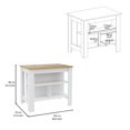 thumbnail image 5 of Cterwk 35" H Kitchen Island Table with 3 Open Storage Shelves, White + Light Brown, 5 of 5