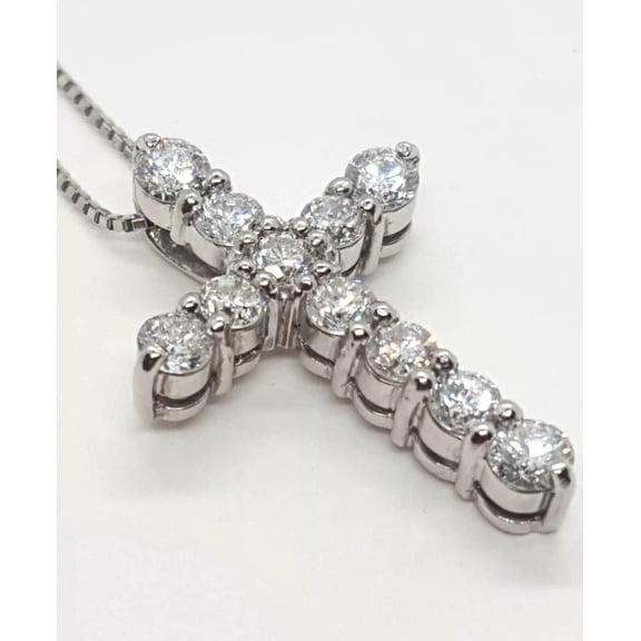 2 Ct Lab Created Diamond Cross Pendant Necklace Chain 14K White Gold Finish