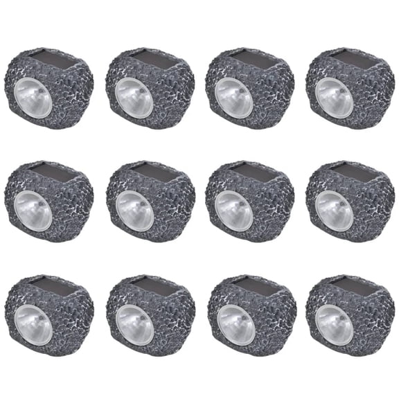 vidaXL Outdoor Solar Powered LED Spotlight Stone Shape 12 pcs