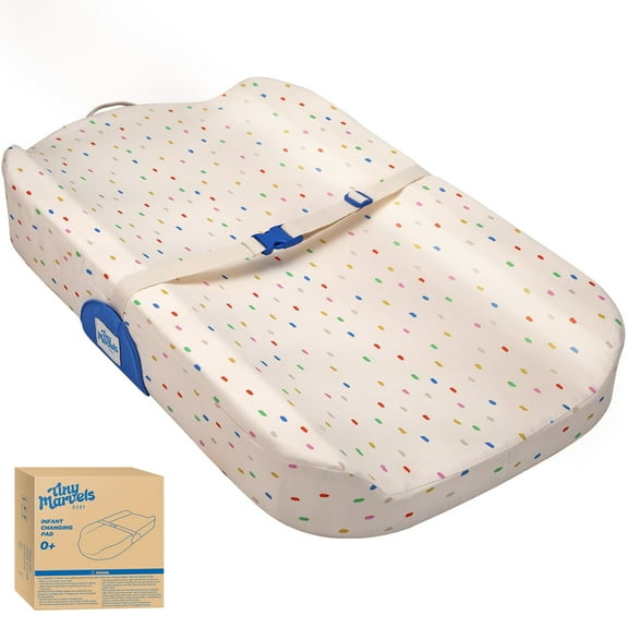 Tiny Marvels Non-Slip Changing Pad, Upgrade Size (18" x 31.50"), Soft Washable Cover, Safe Contoured Baby Changing Pad Fits Standard Changing Tables & Dressers