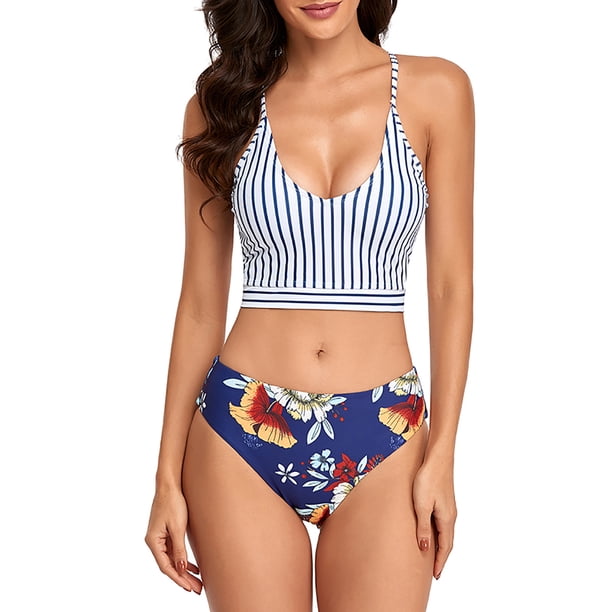 Nuevo traje de baño dividido para mujer Traje de baño sexy con estampado de rayas informales Fridja nalpqowj19445