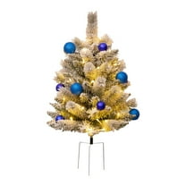 Holiday Planters, Holiday Planter Filler, Lighted Christmas Filler Lit Xmas Trees With Golden & Red Berries Tripod Stake And LED Lights Outdoor Light Up Planter Filler