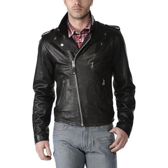 New Mens Leather Jacket Slim fit Biker Motorcycle Genuine Black lambskin jacket A961