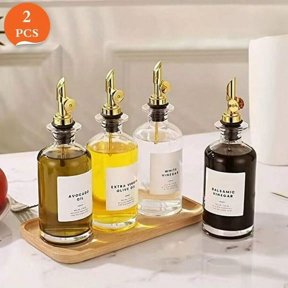 2pcs Olive Oil Dispenser Bottle For Kitchen,Coffee Syrup Dispenser W. Weighted Pourer,Glass Bottle Dispenser For Kitchen,Olive Oil,Glass Olive Oil Bottle