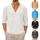 thumbnail image 4 of Mens Thin Long Sleeve V Neck Solid Color T Shirt Blouse Casual Loose Tops Tee, 4 of 6