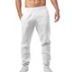 thumbnail image 1 of Pantalones de lino para hombre ligeros de verano: cintura elástica con cordón, pantalones informales de playa, poliéster, tallas S-XXXL para yoga y vacaciones, 1 of 6