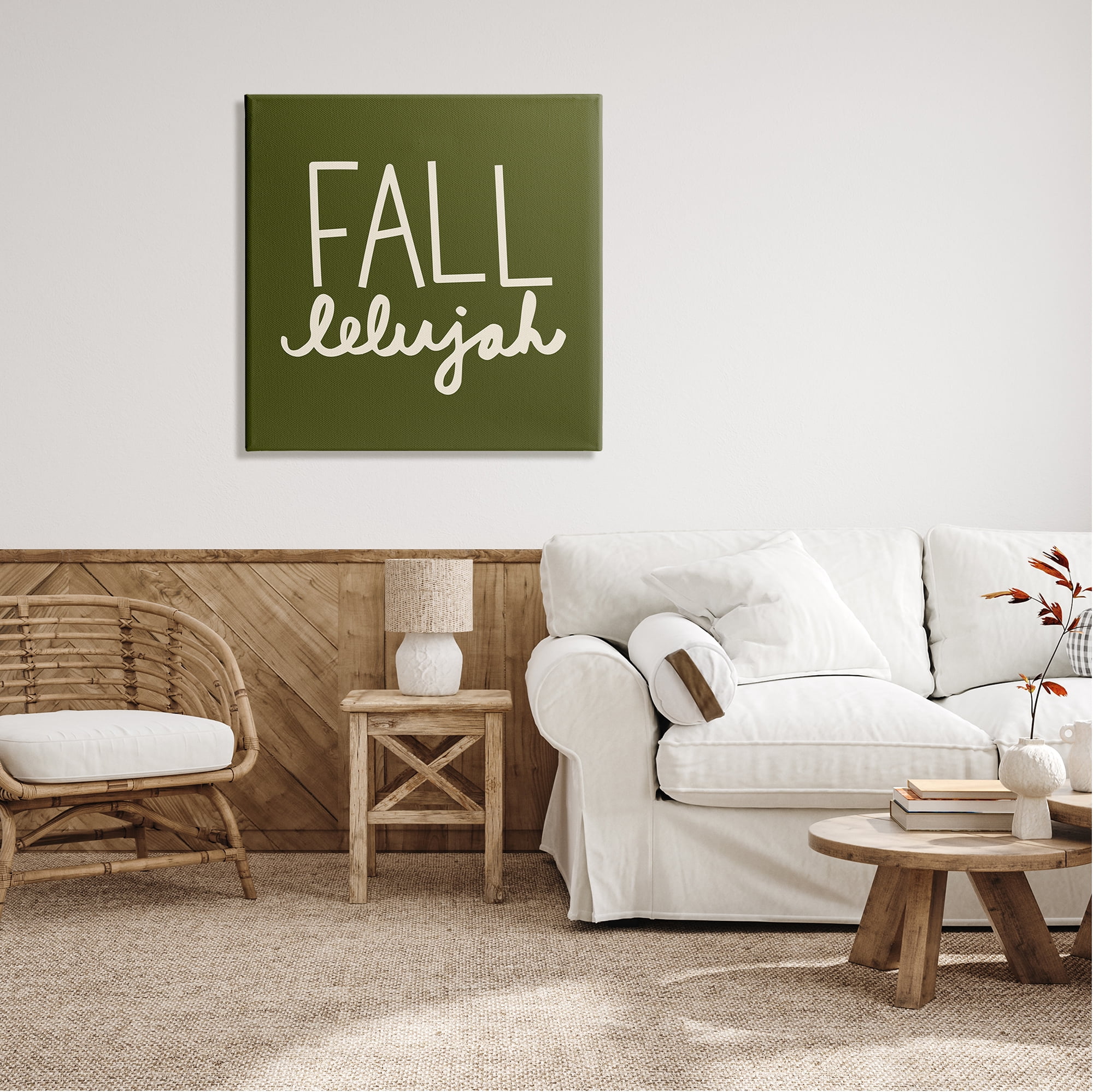 Stupell Industries Fall-lelujah Autumn Phrase Holiday Painting Gallery Wrapped Canvas Print Wall Art, 30 x 30