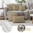 thumbnail image 3 of Brown Farmhouse Outdoor Pillow Covers, Waterproof Decorative Throw Pillowcases Set of 2, Vintage Country Monochrome Textured Couch Cushion Cases with Zipper for Outside Patio Garden Sofa 20"x12", 3 of 9