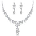 thumbnail image 1 of Miangastore 1 Set Rhinestone Jewellery Set Elegant Necklace Earrings Silver for Bride, 1 of 8
