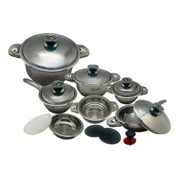 Batería de Cocina de Acero Inoxidable 16 Pzs. Royal Exclusive Line 0.5mm