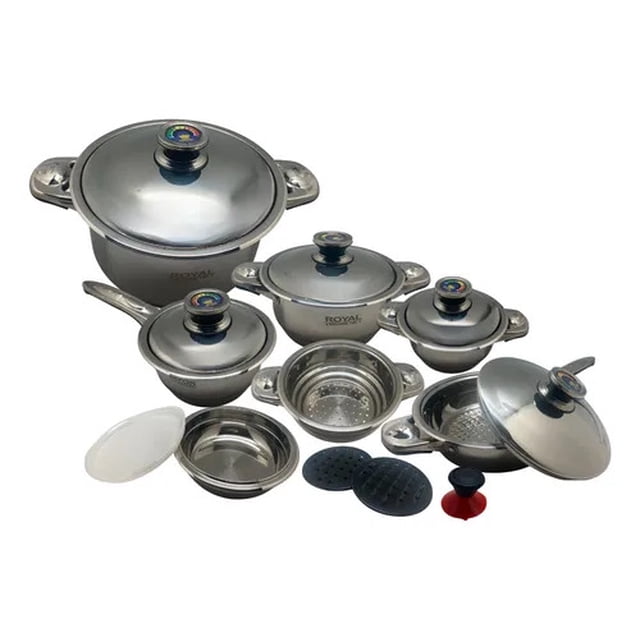 Batería de Cocina de Acero Inoxidable 16 Pzs. Royal Exclusive Line 0.5mm