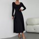 thumbnail image 1 of Vestido Vestido ajustado con cintura trasera, vestido informal largo liso para mujer, traje diario básico Cgtredaw Negro T XL para Mujer, 1 of 6