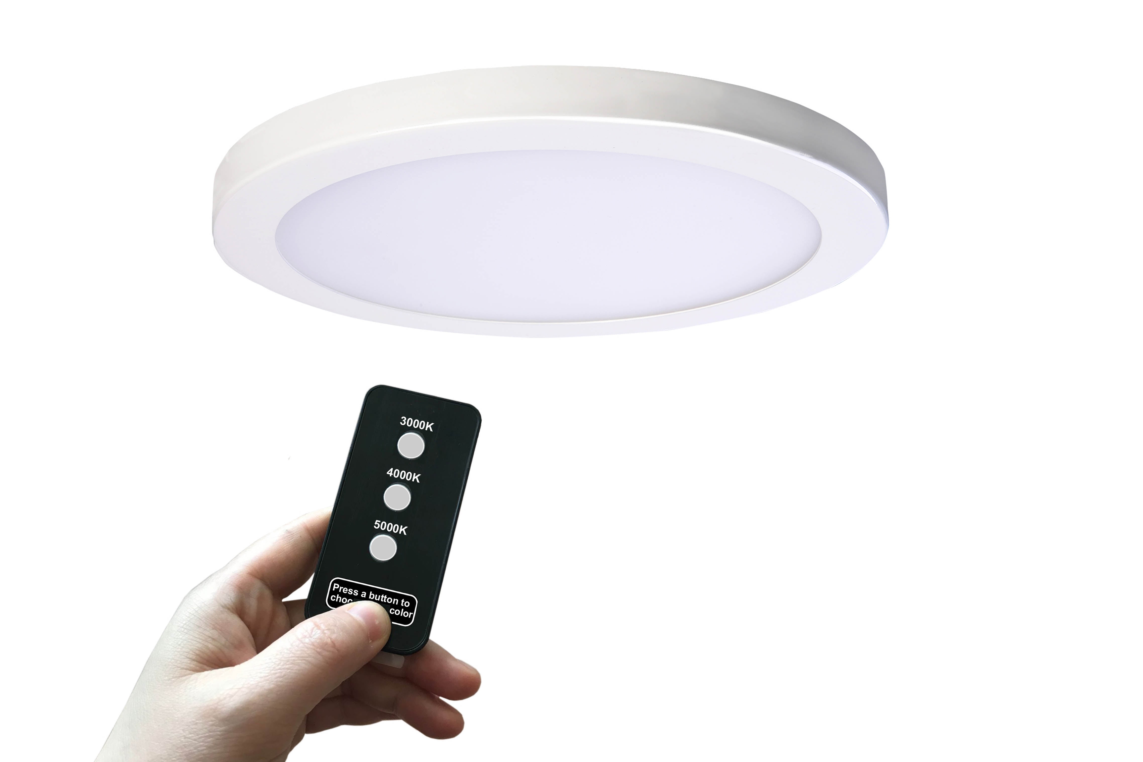 15" White Modern Round LED Ceiling Light with Remote