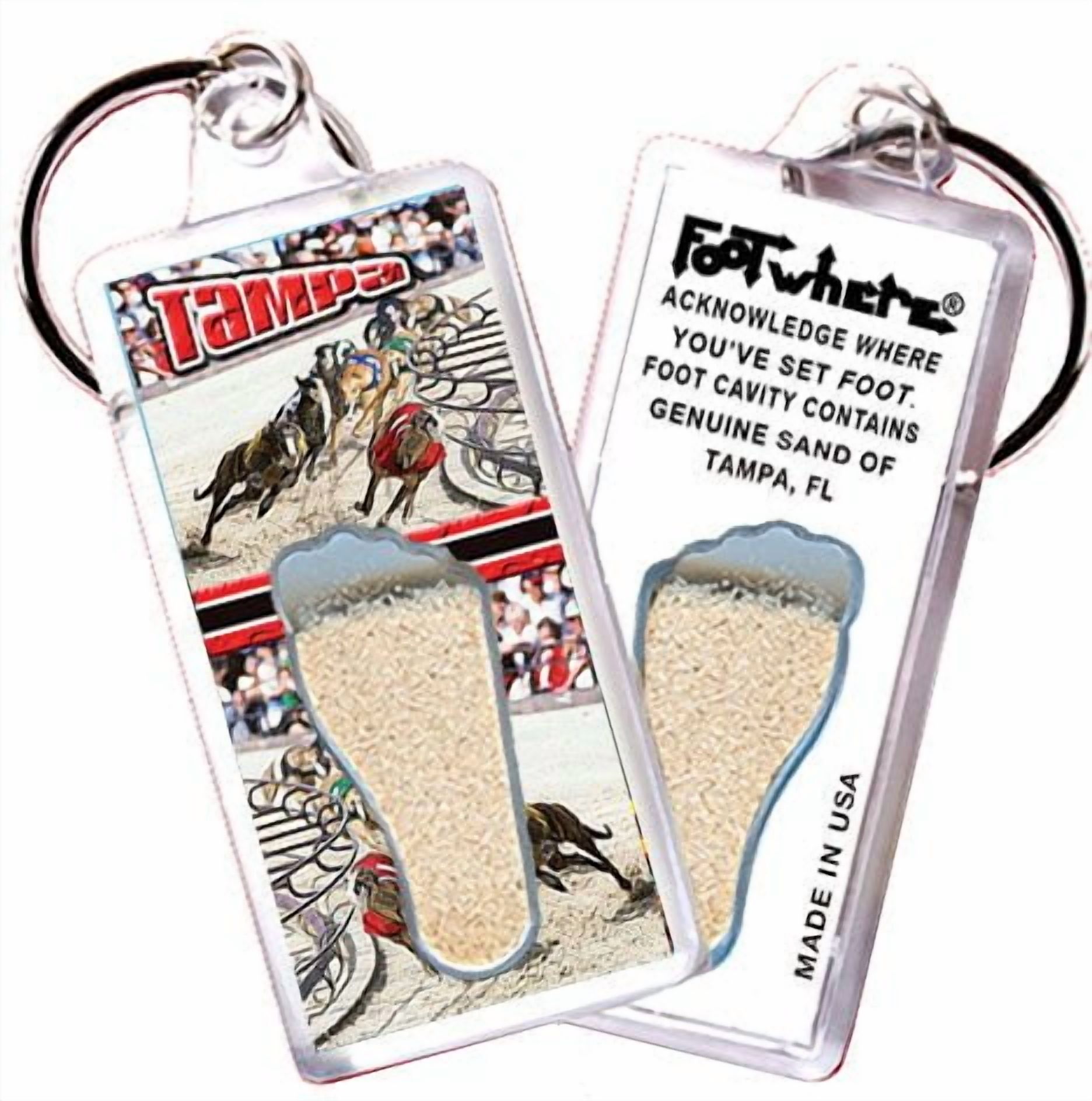 Tampa FootWhere Souvenir Keychains. (TP100 - Assorted) 6 Piece Set.