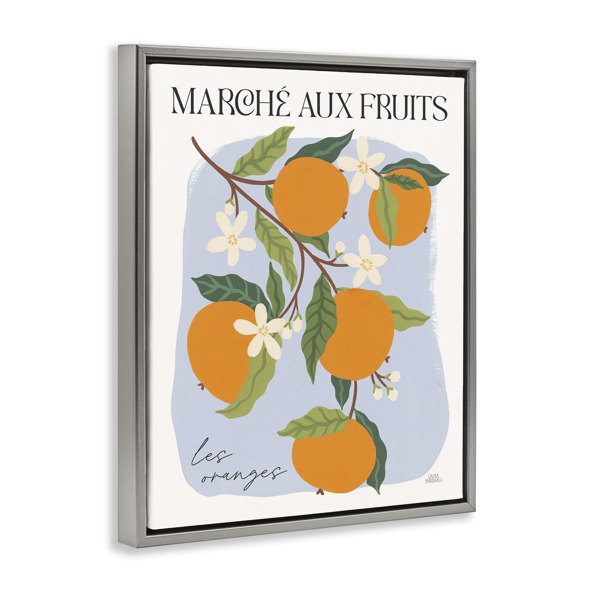 Stupell Industries Marche Aux Oranges Food & Beverage Painting Gray Floater Framed Art Print Wall Art, 17 x 21