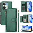 thumbnail image 1 of Case for Oneplus Nord 3 Zipper Wallet Flip Cover with Card Holder, Photo Frame, Kickstand & Lanyard, PU Leather Green, 1 of 5