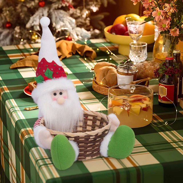 Xihbxyly Ofertas Del Día Cesta de Dulces Navideñas, Cesta de Papá Noel, Decoración de Mesa, Cesta de Frutas para El Hogar, Decoraciones Navideñas