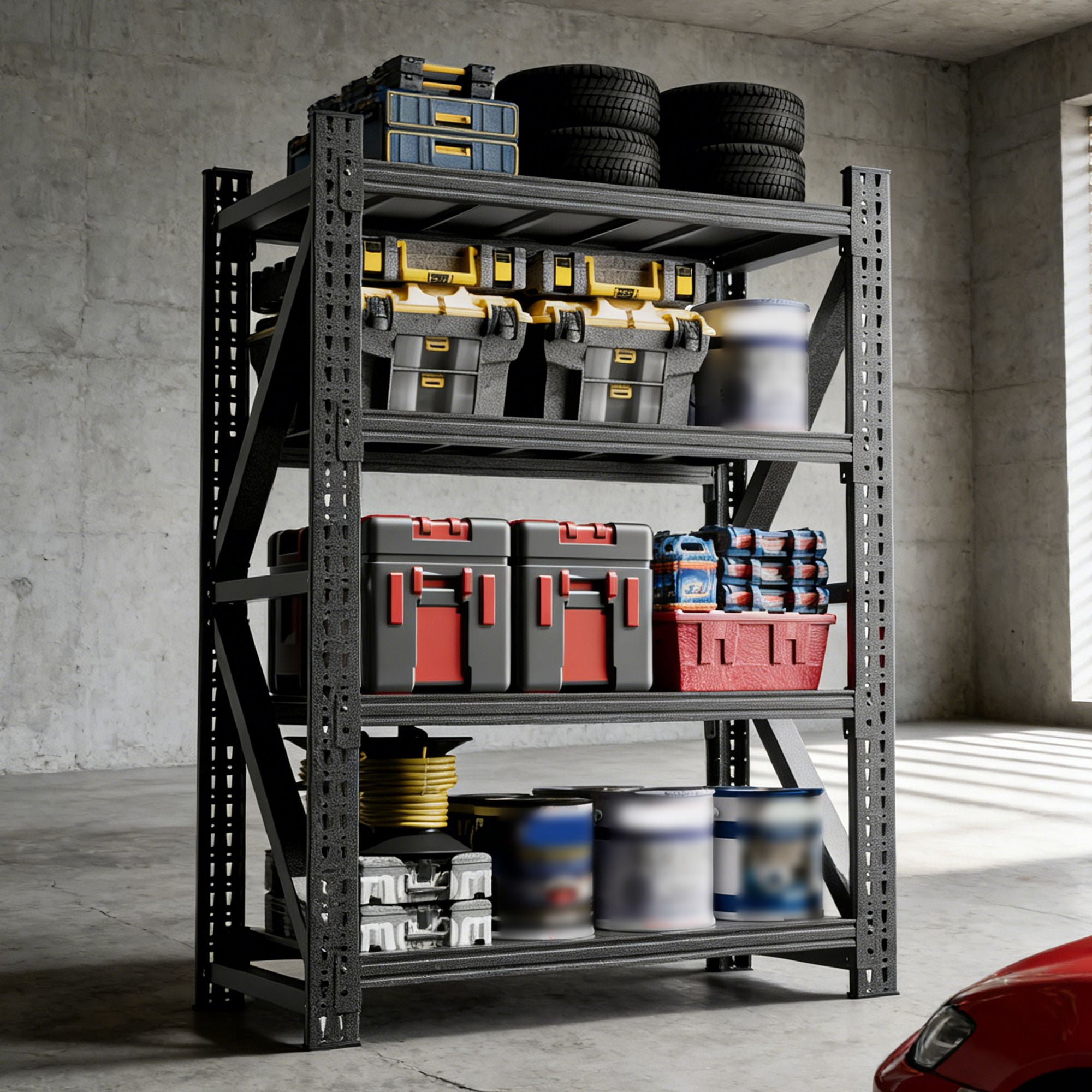 Heavy Duty Adjustable Steel Shelving Unit 4-Tier Industrial Storage Rack 4000 lb Capacity for Garage and Warehouse