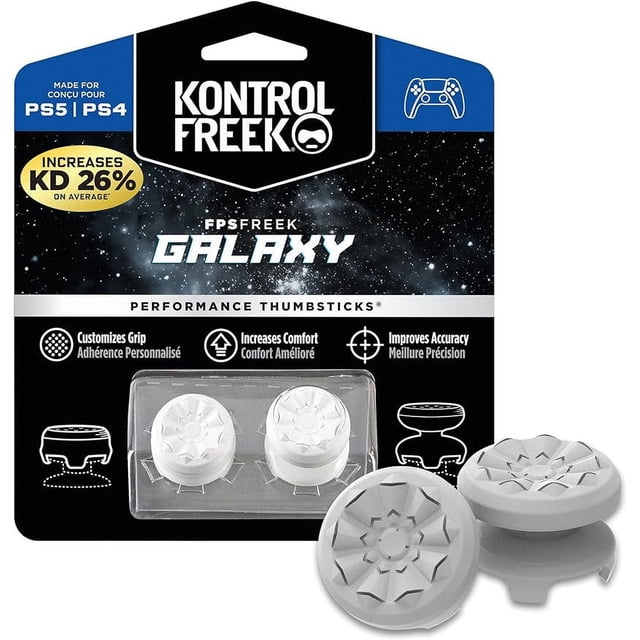 KontrolFreek FPS Freek Galaxy Blanco para Playstation 4 (PS4) y Playstation 5 (PS5) | Thumbsticks de rendimiento | 1 de gran altura, 1 de media altura | Blanco