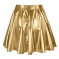 thumbnail image 4 of JIKNTTR Women's Fashion Metallic Skater Skirts Stretchy High Waist Aline Mini Skater Skirts Sparkly Shiny Flared Pleated Mini Skirts Tennis Golf Skirts, 4 of 6