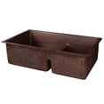 thumbnail image 2 of Premier Copper Products  33-inch Hammered Copper Kitchen 60/40 Double Basin Sink with Short 5" Divider, 2 of 5